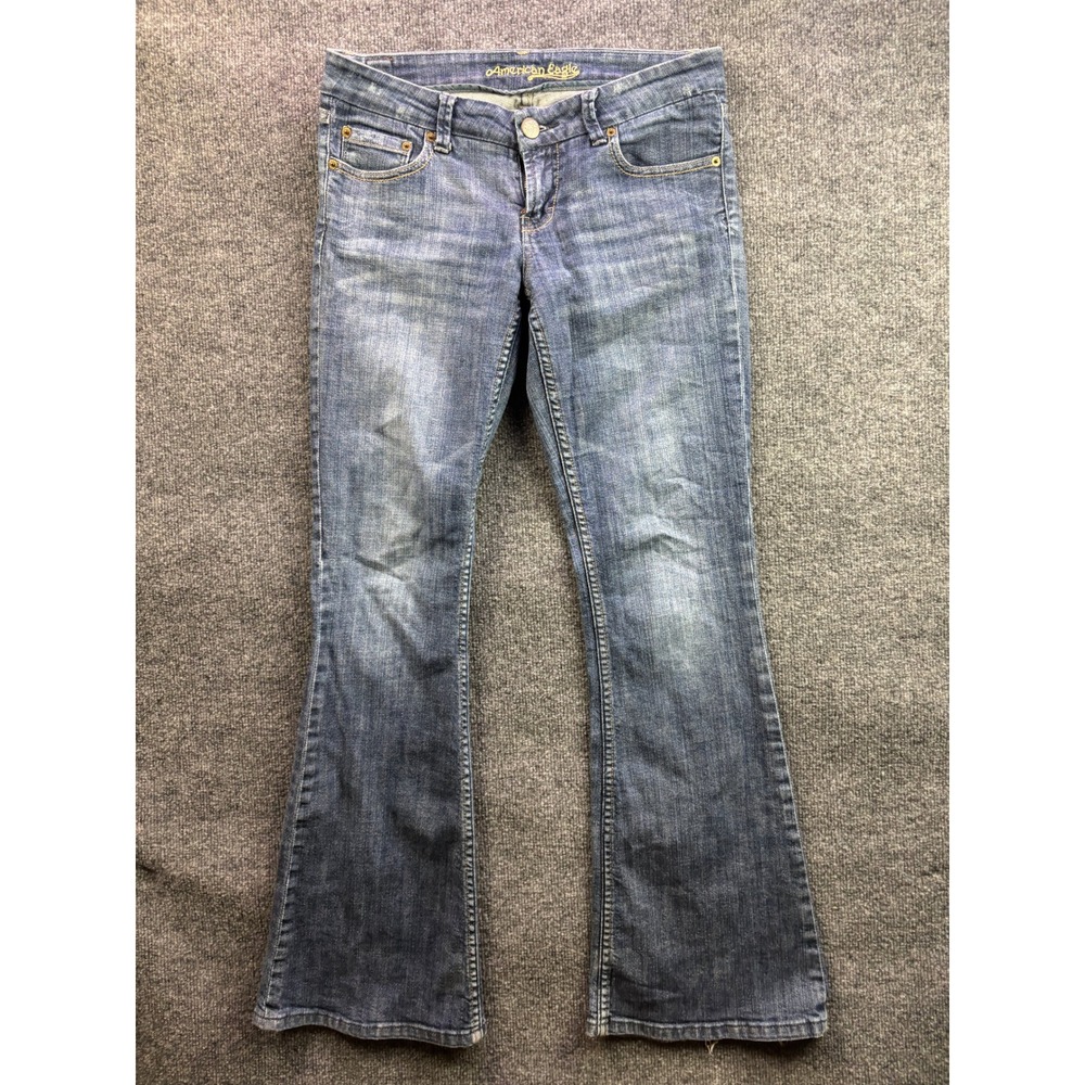 American Eagle Flare Jeans Womens 6 Regular Blue Low Rise Stretch Denim Vintage